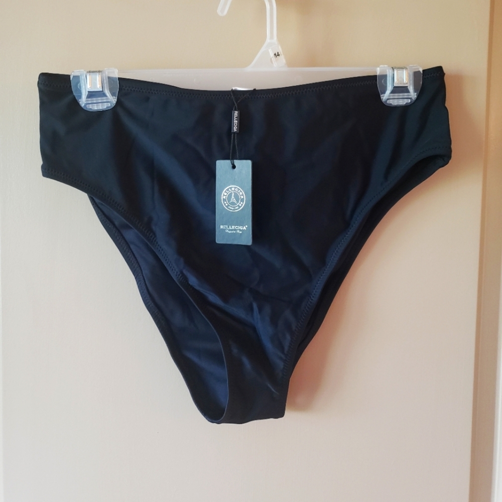 NWT Relleciga Black High Cut Bikini Bottoms